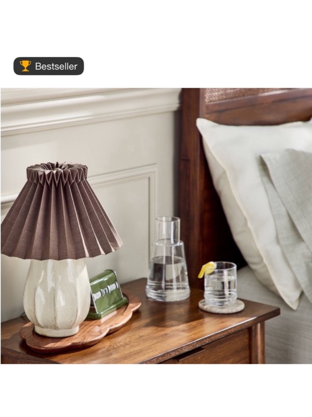 Hearth & Hand W/ Magnolia Ceramic Table Lamp with Brown Pleated Shade - Picture 2 of 4